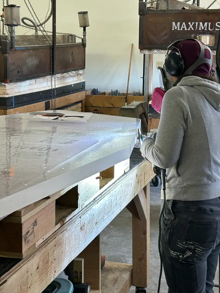 Glass fabrication in progress